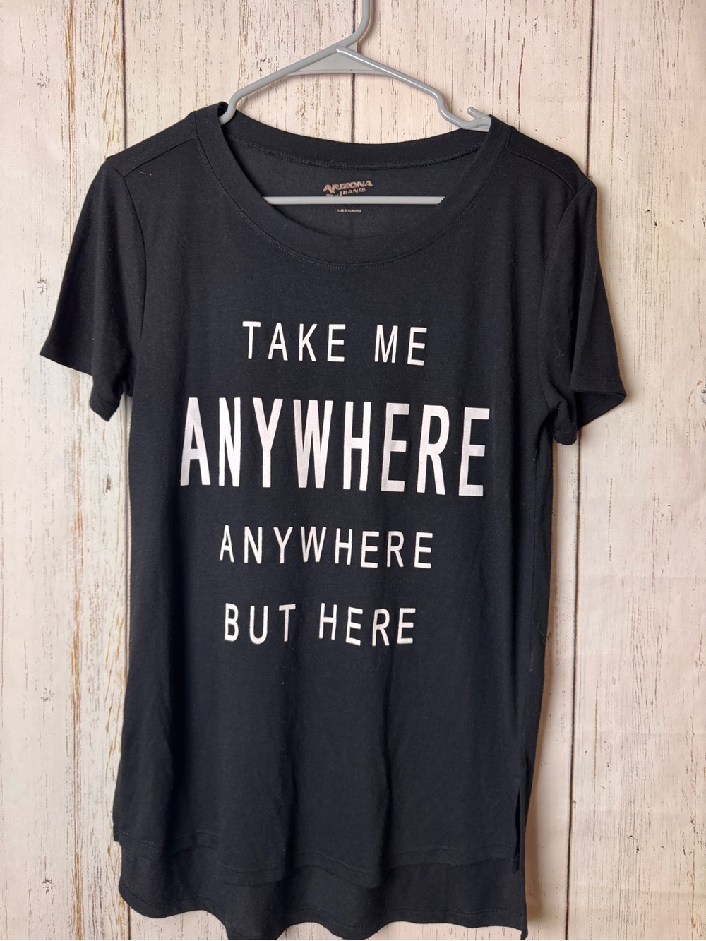 Arizona Jean Short Sleeve Company Black T-Shirt with Motivational Print Large